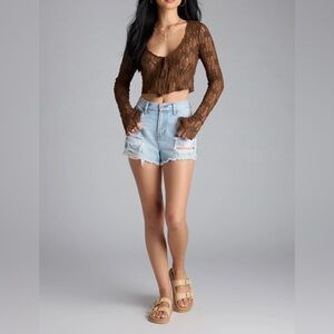 NWT Windsor Breezy Sheer Lace Tie-Front Top